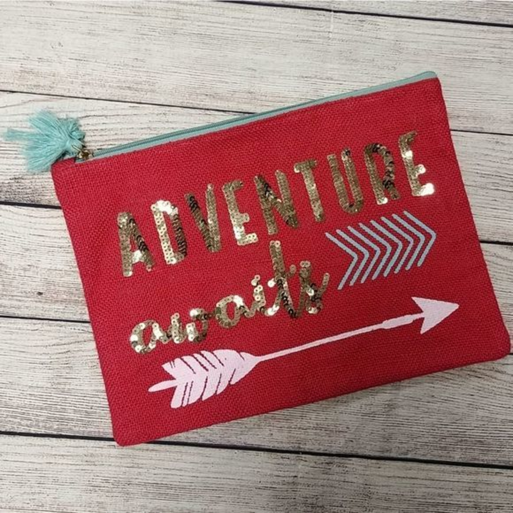 Adventure‎ Awaits Red Sequin Cosmetic Bag